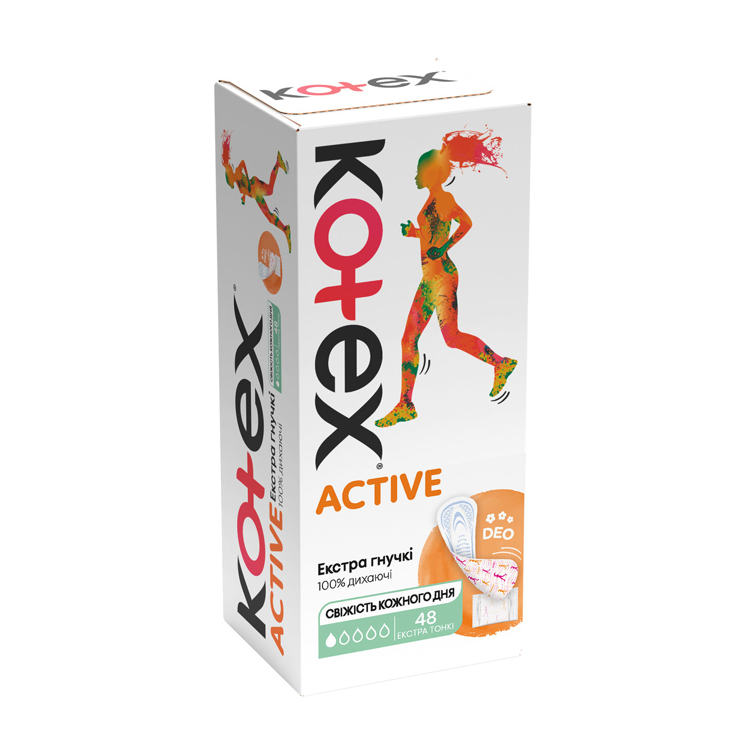 Щоденні прокладки Kotex Active Deo екстратонкі, 48 шт